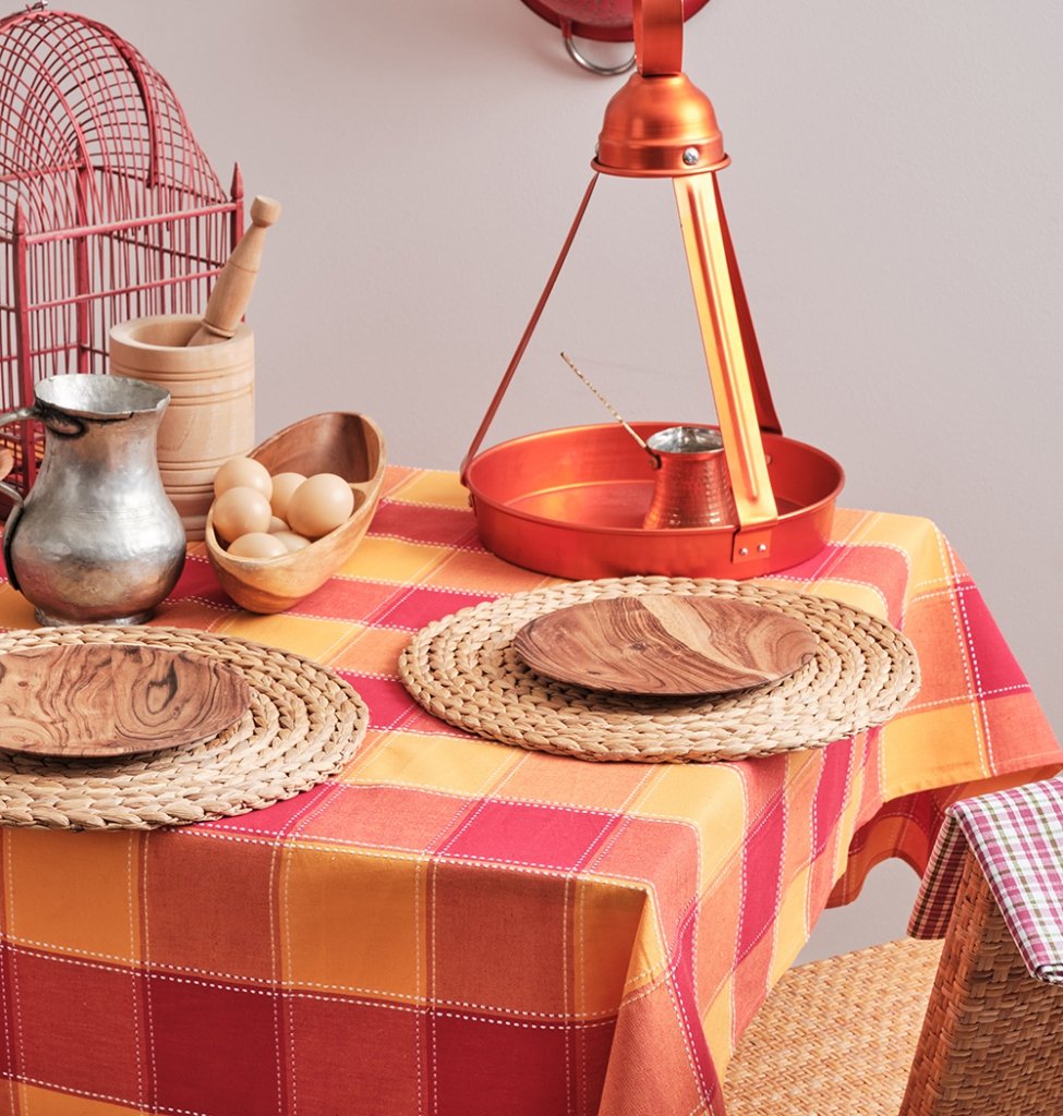 Τραπεζομάντηλα Νηματοβαφή Κουζίνας Summer - Red, 140x140cm - NIMATOVAFI- COKITEX