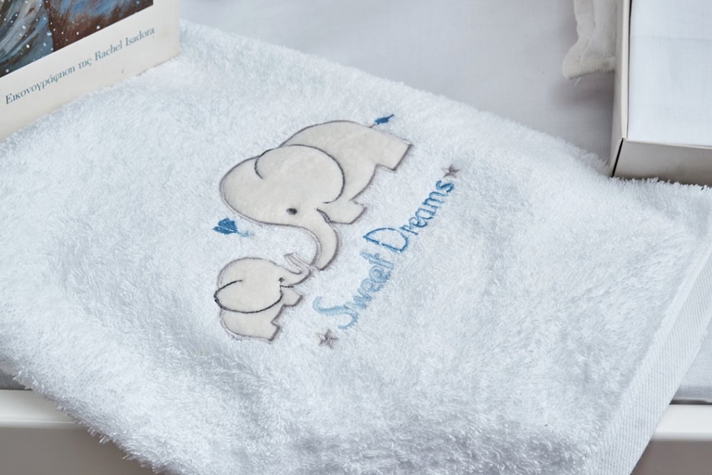 Alternative view of Πετσέτες Σετ με κέντημα Elephant Blue - 50x90,75x150 με κέντημα - KIDS WITH LOVE- COKITEX