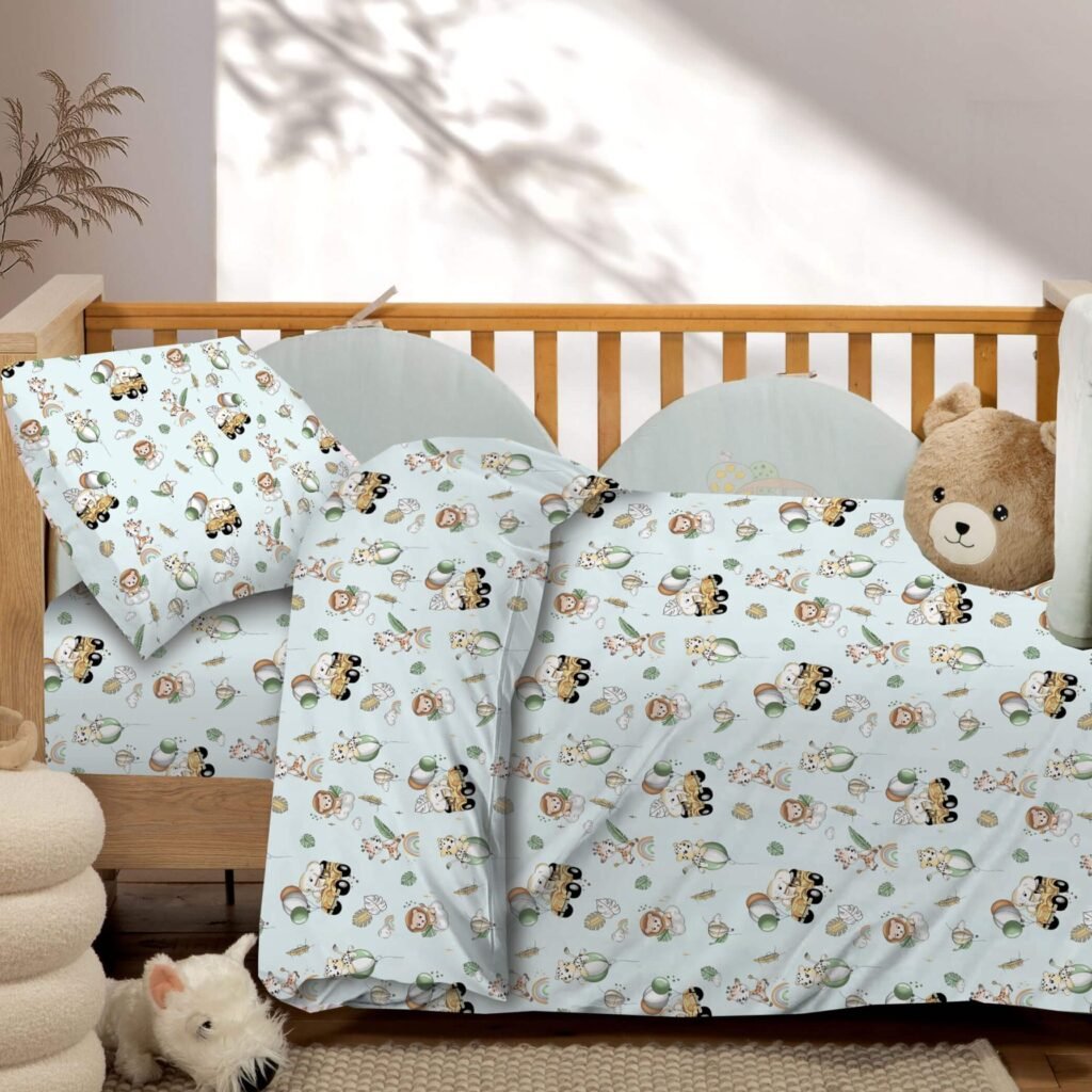 Βρεφικά Σετ Σεντόνι Κούνιας Με Λάστιχο Happy Zoo 8722 - Astron Italy