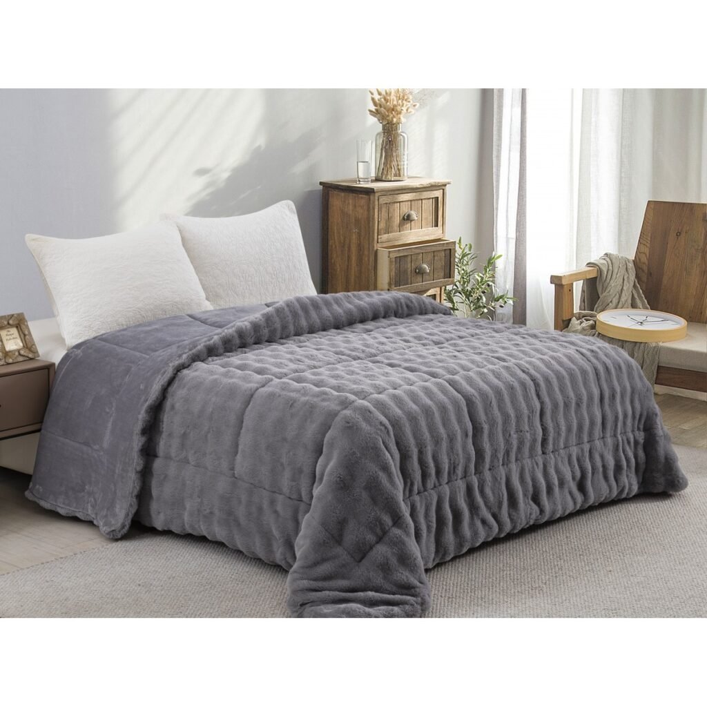 ΚΟΥΒΕΡΤΟΠΑΠΛΩΜΑ ΓΟΥΝΑ/FLANNEL ΥΠΕΡΔΙΠΛΟ 220X240 ADAM HOME (910) GREY
