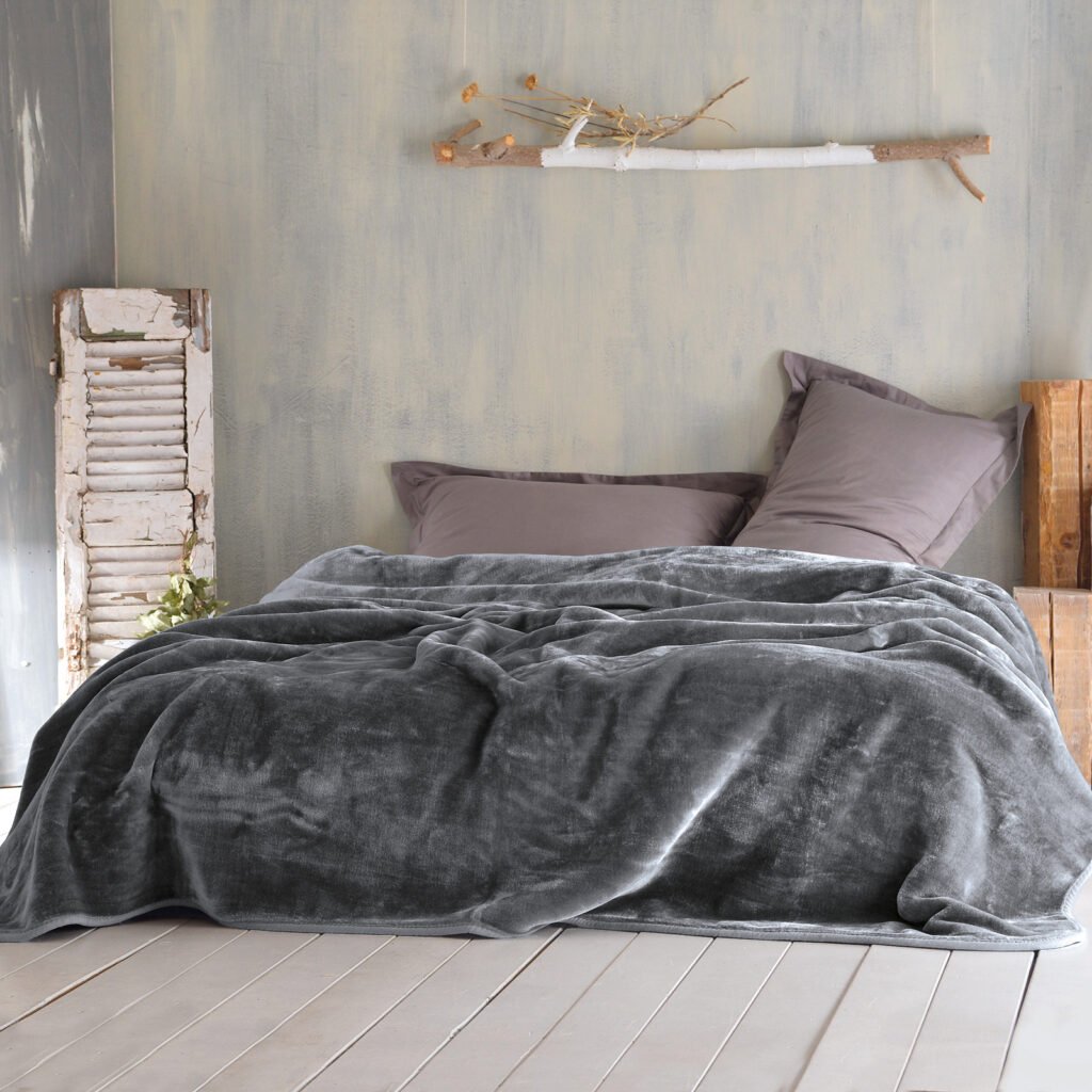 VELOUR ΓΚΡΙ ΣΚΟΥΡΟ - ΠΑΙΔΙΚΗ ΚΟΥΒΕΡΤΑ ΒΕΛΟΥΤΕ - ΓΚΡΙ ΣΚΟΥΡΟ - ΗΜΙΔΙΠΛΟ (160Χ220) - Rythmos