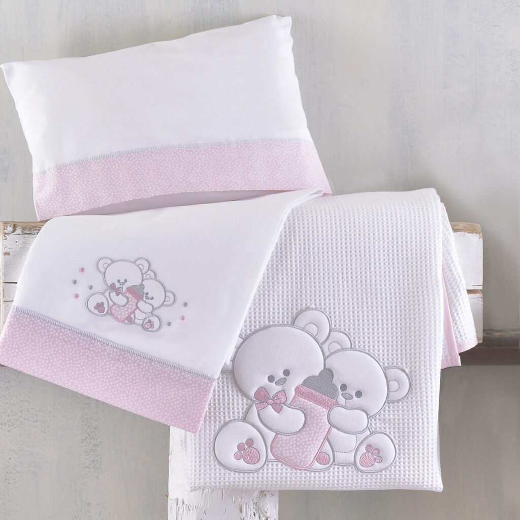 CUDDLES POZ - ΣΕΤ ΣΕΝΤΟΝΙΑ ΒΡΕΦΙΚΑ 3 ΤΕΜ. ΜΕ KENTHMA - ΡΟΖ - 100X160 - Rythmos