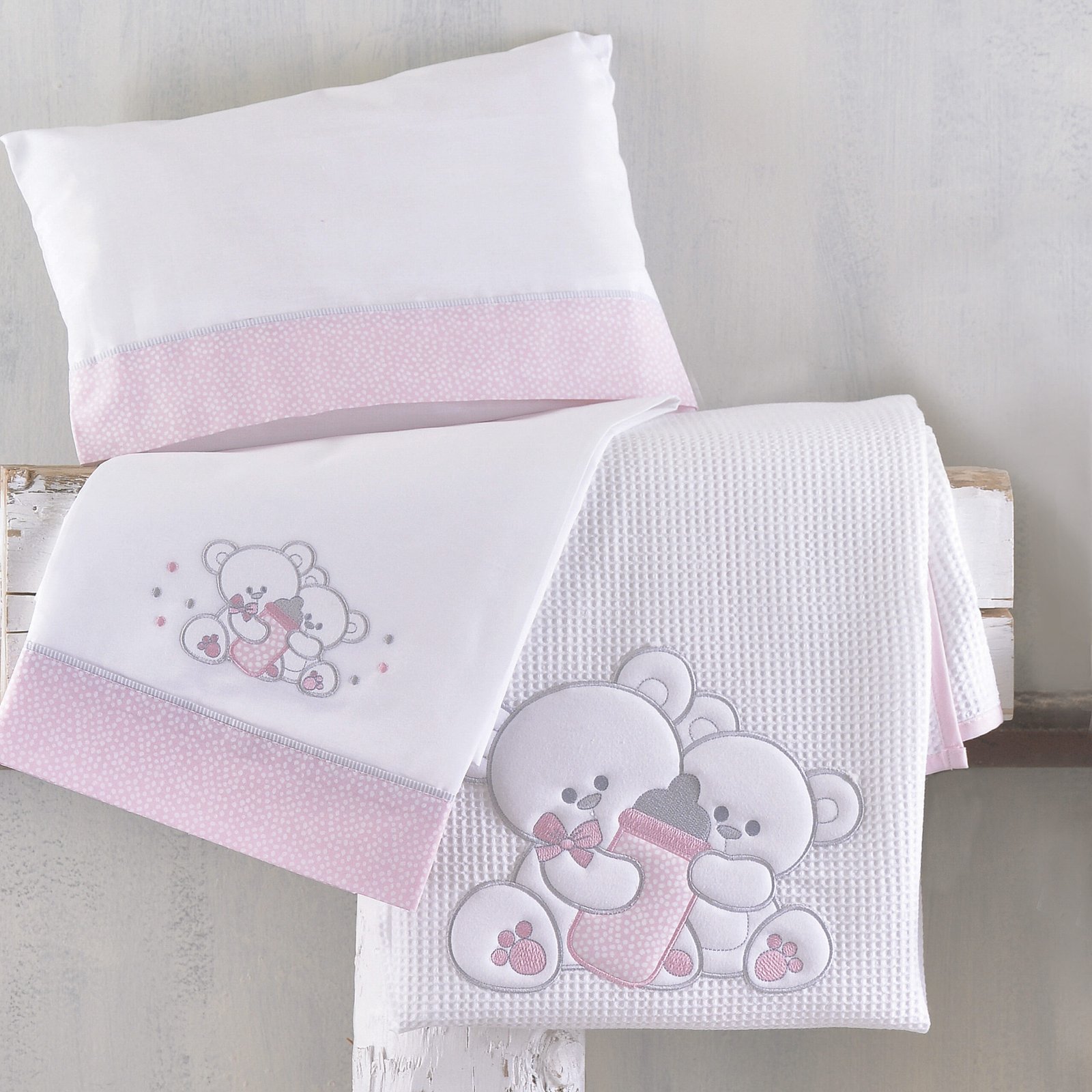 CUDDLES POZ - ΣΕΤ ΣΕΝΤΟΝΙΑ ΒΡΕΦΙΚΑ 3 ΤΕΜ. ΜΕ KENTHMA - ΡΟΖ - 100X160 - Rythmos