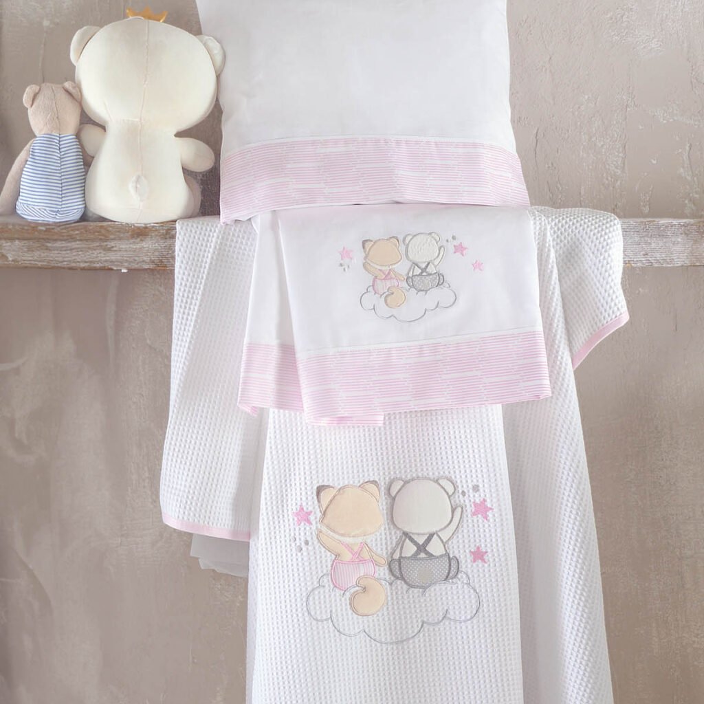 BYE BYE POZ - ΣΕΤ ΣΕΝΤΟΝΙΑ ΒΡΕΦΙΚΑ 3 ΤΕΜ. ΜΕ KENTHMA - ΡΟΖ - 100X160 - Rythmos