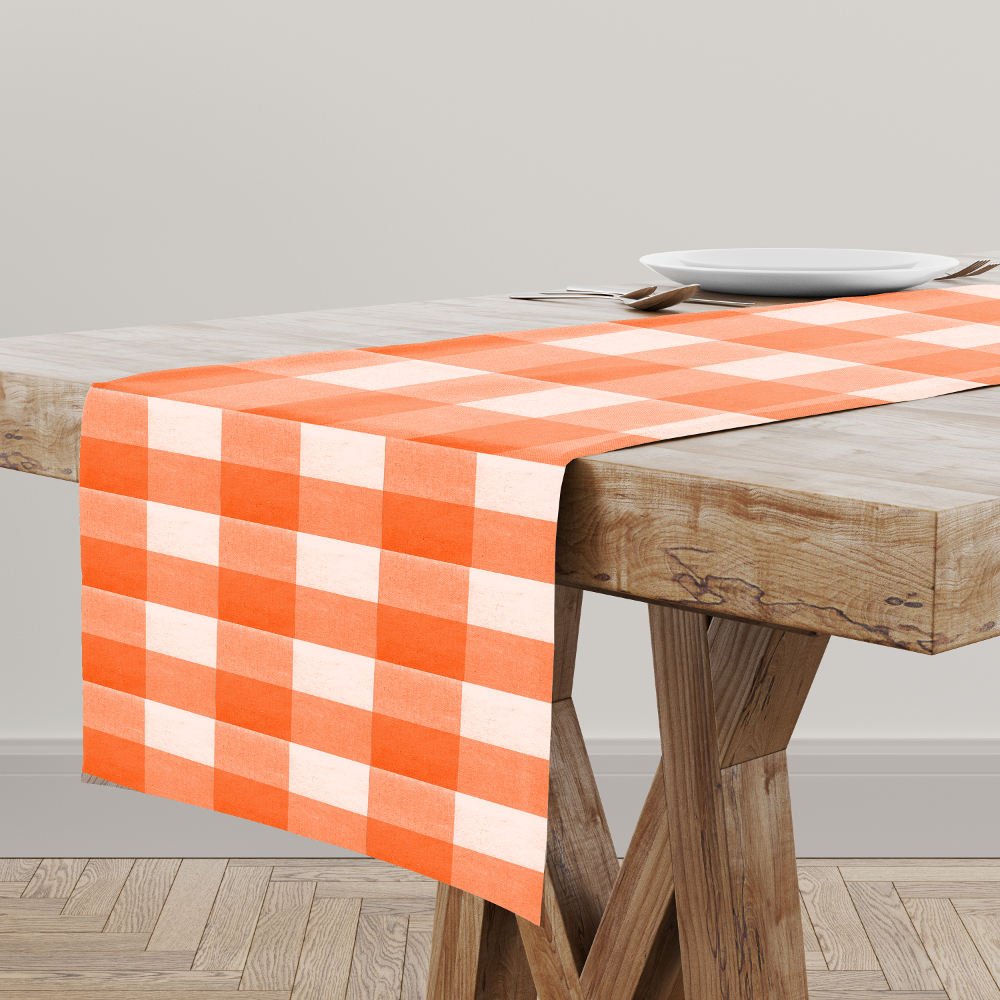 Καρέ Αδιαβροχοποιημένο Καρώ - 90 x 90 cm - Πορτοκαλί - Borea Home Textiles