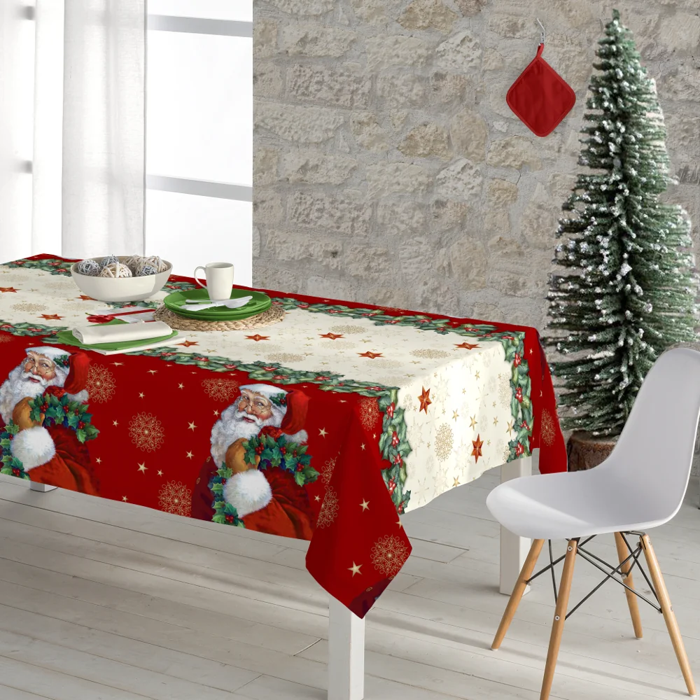 Καρέ Χριστουγεννιάτικο Santa - 90 x 90 cm - Κόκκινο - Borea Home Textiles