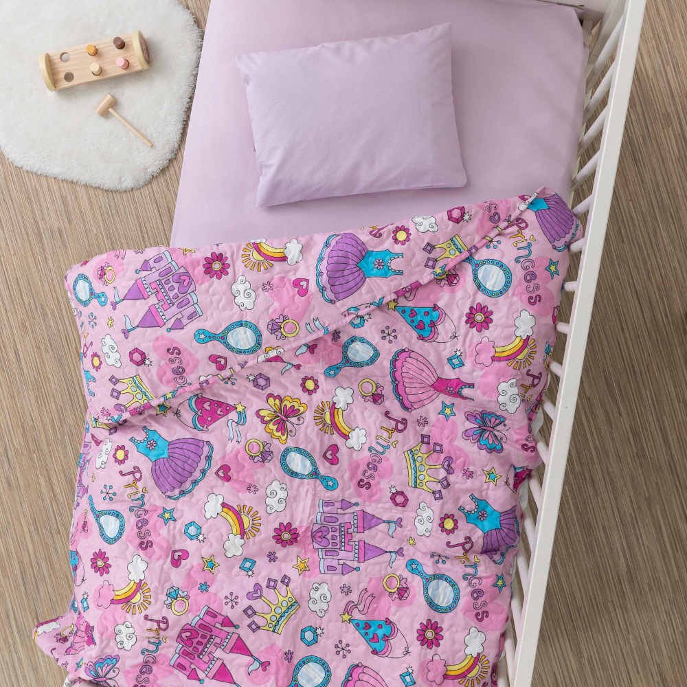 Κουβερλί Κούνιας Πριγκίπισσα Π-23 - 110 x 140 cm - Ροζ - Borea Home Textiles