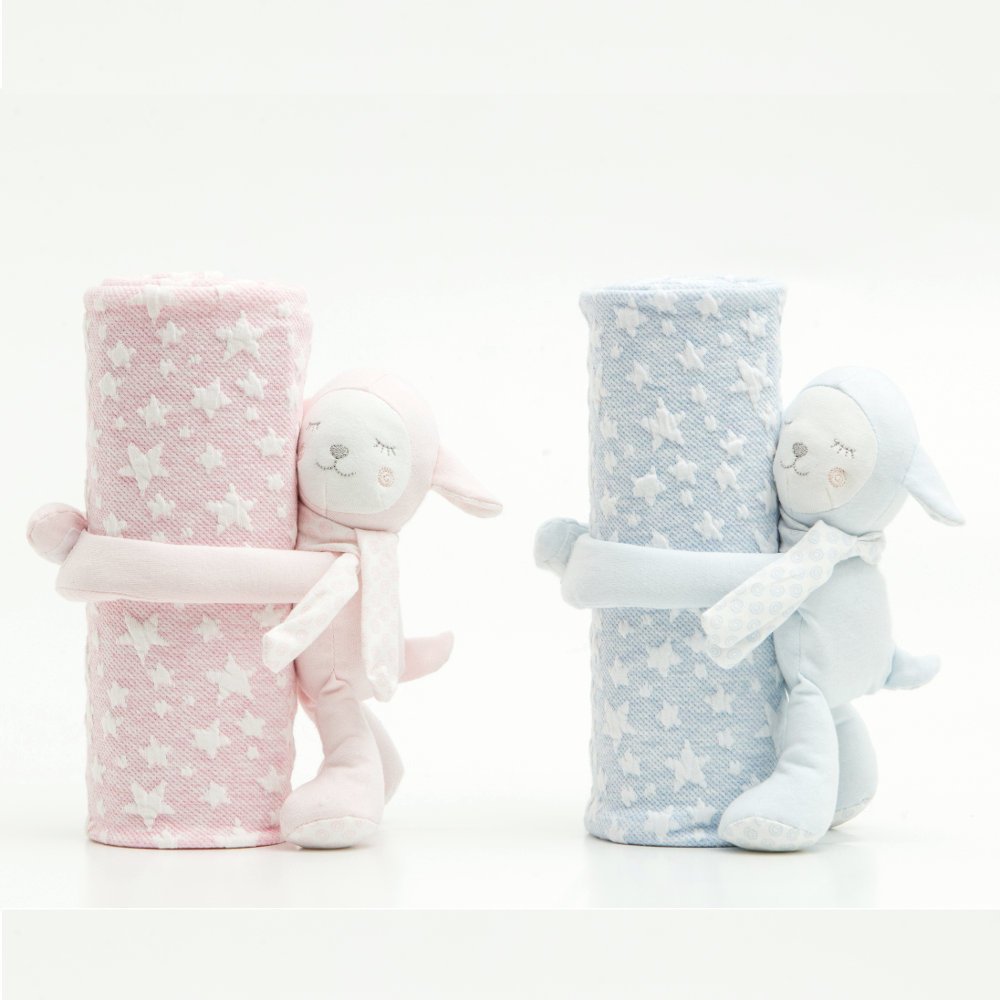 Κουβέρτα Αγκαλιάς Σετ Κουκλάκι Βραδύπους Σιέλ - 75 x 100 cm - Σιέλ - Borea Home Textiles - Image 3