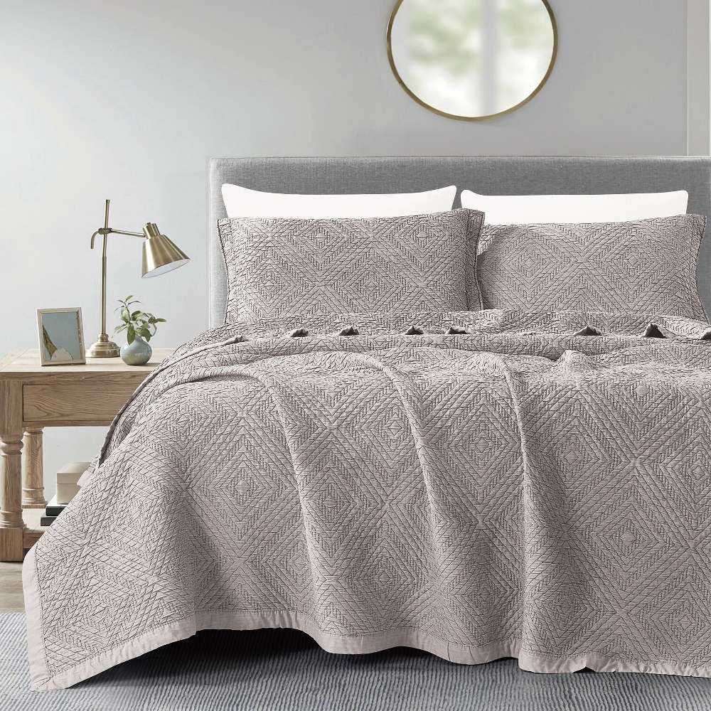 Κουβέρτα Ζακάρ Σετ Carrara Μπεζ Υπέρδιπλη - 230 x 245 cm + (2) 50 x 70 cm - Μπεζ - Borea Home Textiles