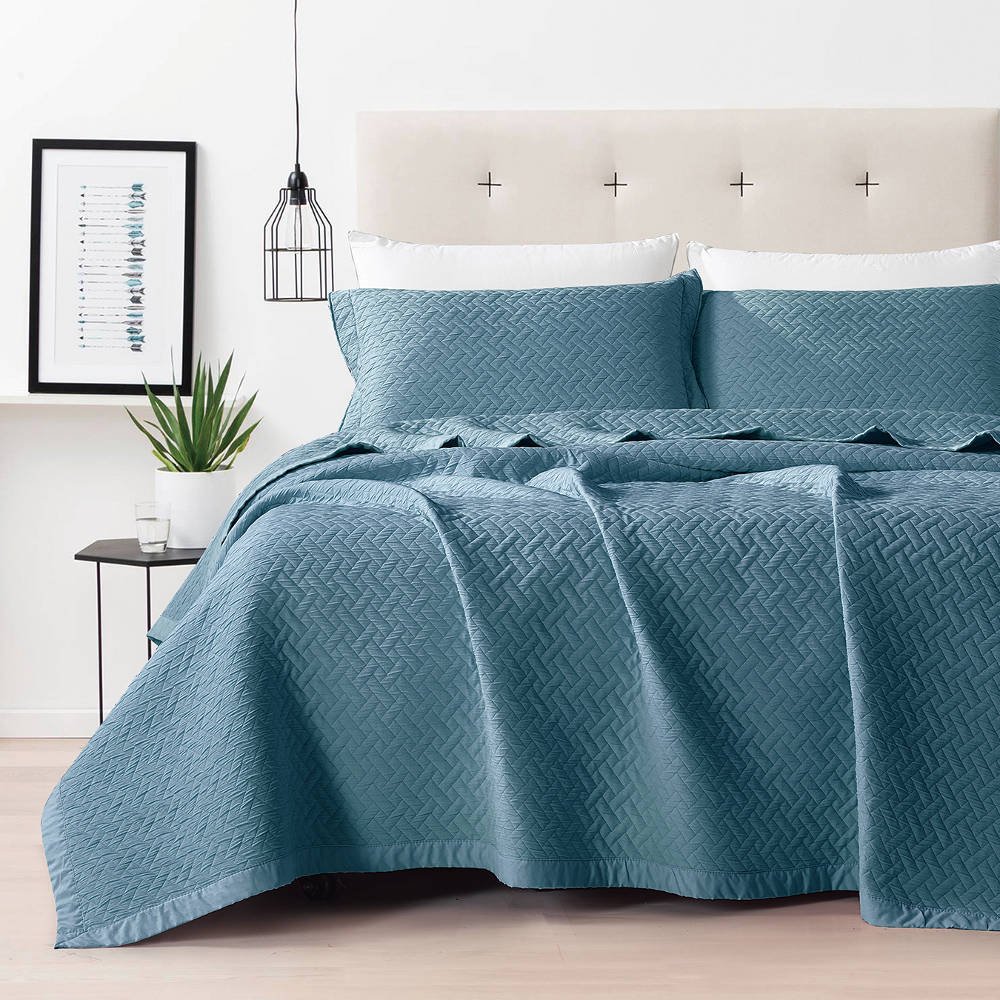 Κουβέρτα Ζακάρ Σετ Cubic Πετρόλ Υπέρδιπλη - 230 x 245 cm + (2) 50 x 70 cm - Πετρόλ - Borea Home Textiles