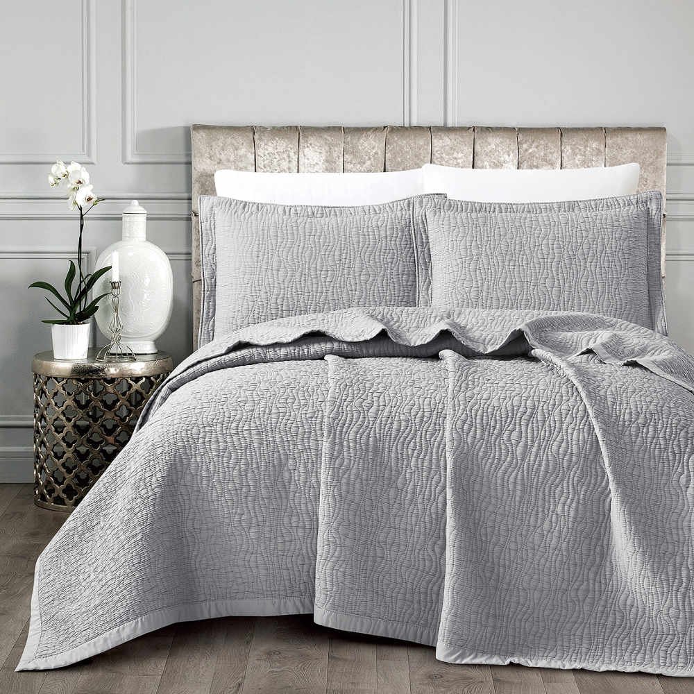 Κουβέρτα Ζακάρ Σετ Νερά Γκρι Υπέρδιπλη - 230 x 245 cm + (2) 50 x 70 cm - Γκρι - Borea Home Textiles