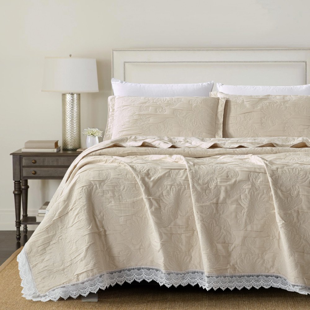 Κουβέρτα Ζακάρ Σετ Rosa Εκρού Υπέρδιπλη - 230 x 245 cm + (2) 50 x 70 cm - Εκρού - Borea Home Textiles