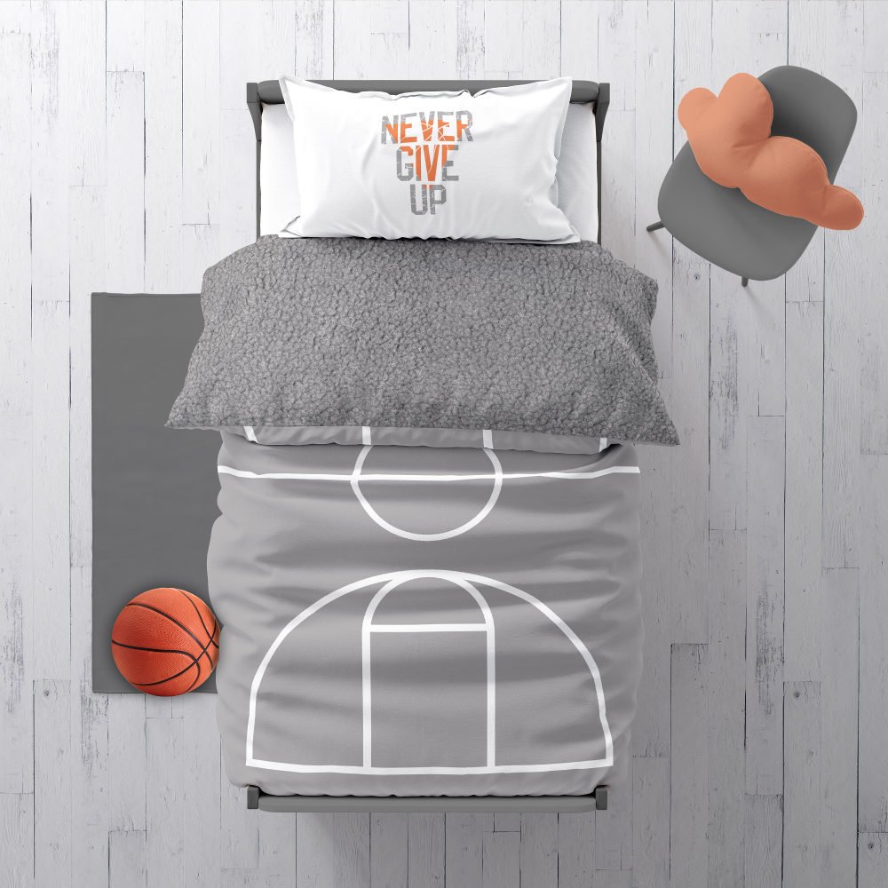 Κουβερτοπάπλωμα Basketball Μονό - 160 x 220 cm - Γκρι - Borea Home Textiles