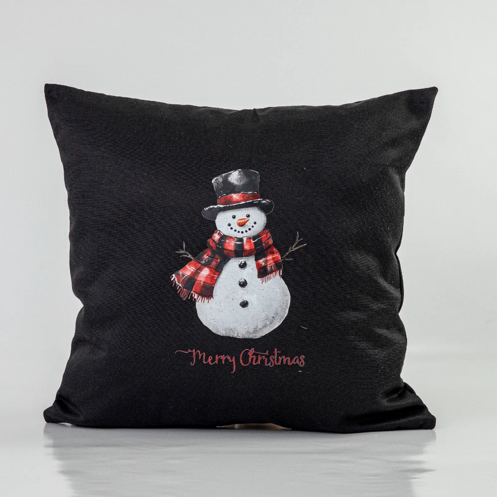 Μαξιλάρι Διακοσμητικό Χριστουγεννιάτικο Χιονάνθρωπος - 45 x 45 cm - Μαύρο - Borea Home Textiles