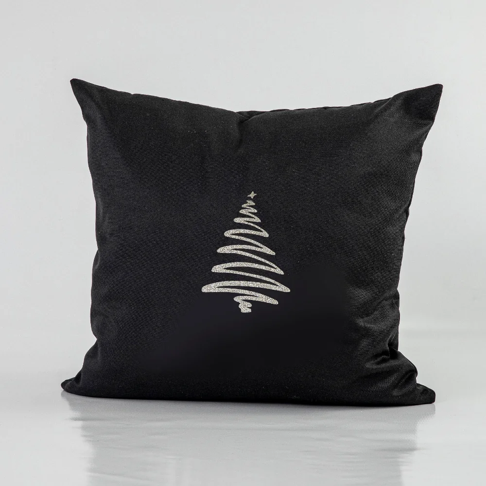 Μαξιλάρι Διακοσμητικό Χριστουγεννιάτικο Έλατο - 45 x 45 cm - Μαύρο - Borea Home Textiles