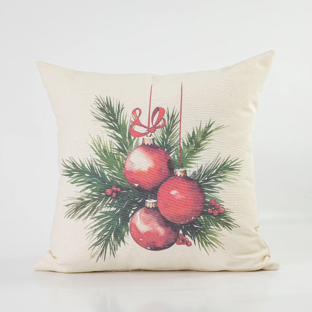 Μαξιλάρι Διακοσμητικό Χριστουγεννιάτικο Printed Σχέδιο 103 - 45 x 45 cm - Εκρού - Borea Home Textiles