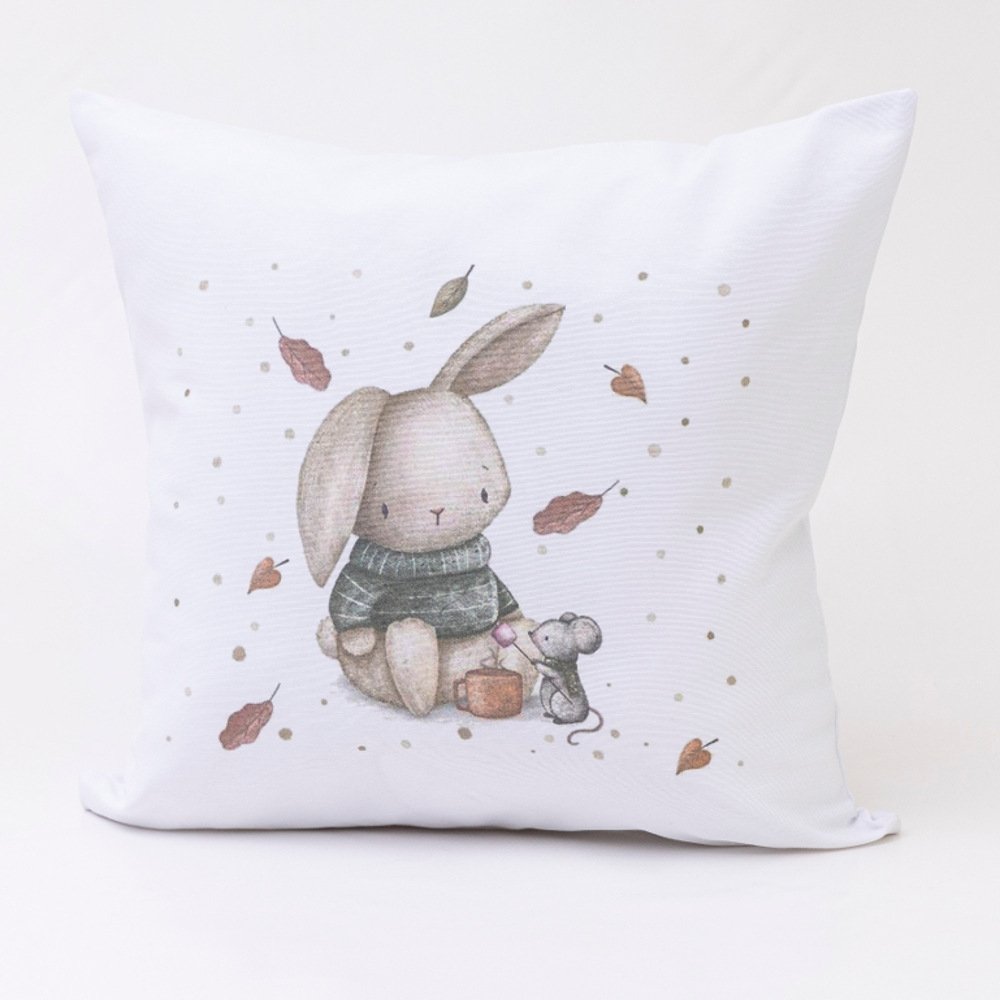 Μαξιλάρι Διακοσμητικό Printed Λαγουδάκι - 45 x 45 cm - Λευκό - Borea Home Textiles