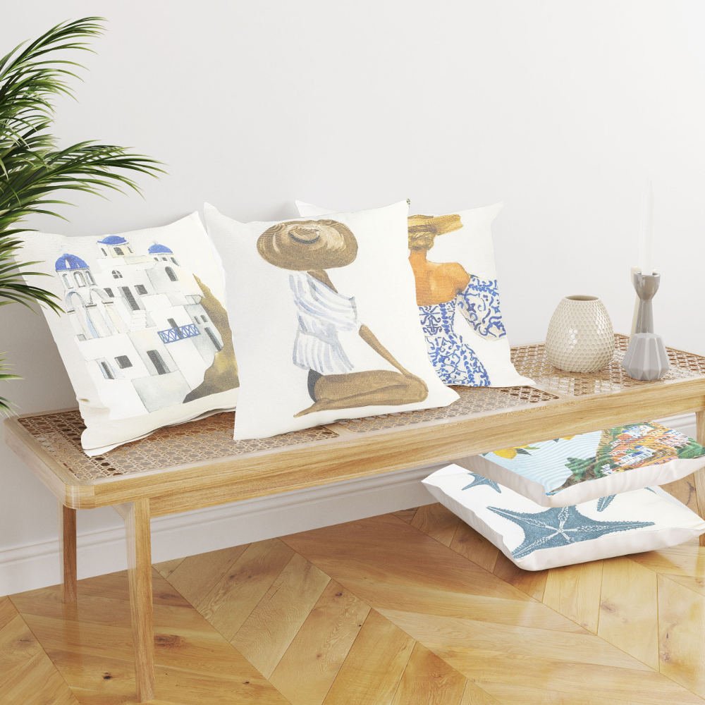 Alternative view of Μαξιλάρι Διακοσμητικό Printed Σχέδιο 51 - 45 x 45 cm - Εκρού - Borea Home Textiles