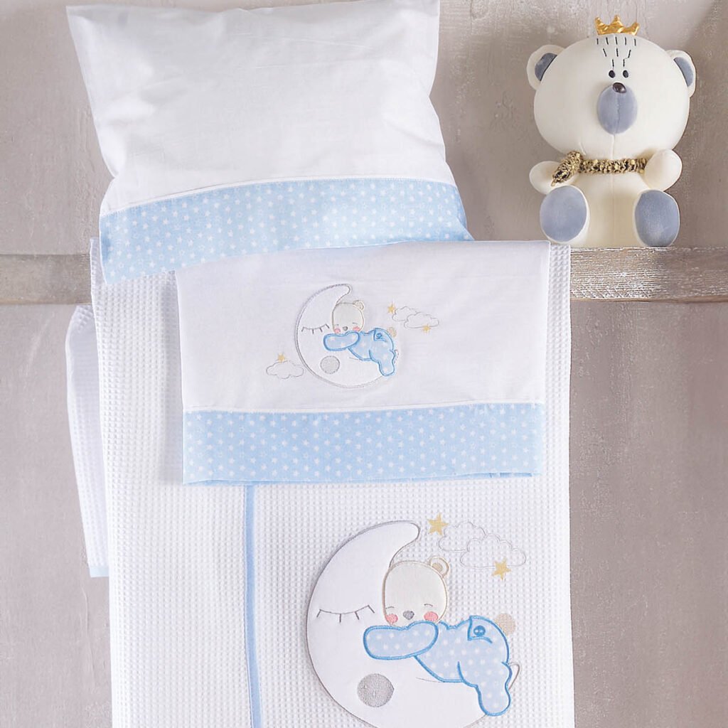 MOON SWING ΣΙΕΛ - ΣΕΤ ΣΕΝΤΟΝΙΑ ΒΡΕΦΙΚΑ 3 ΤΕΜ. ΜΕ KENTHMA - ΜΠΛΕ - 100X160 - Rythmos