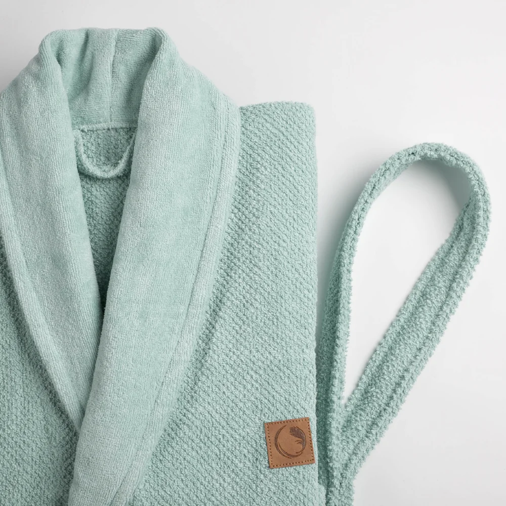 Μπουρνούζι Ενηλίκων Με Γιακά Lava Μέντα - L - Μέντα - Borea Home Textiles