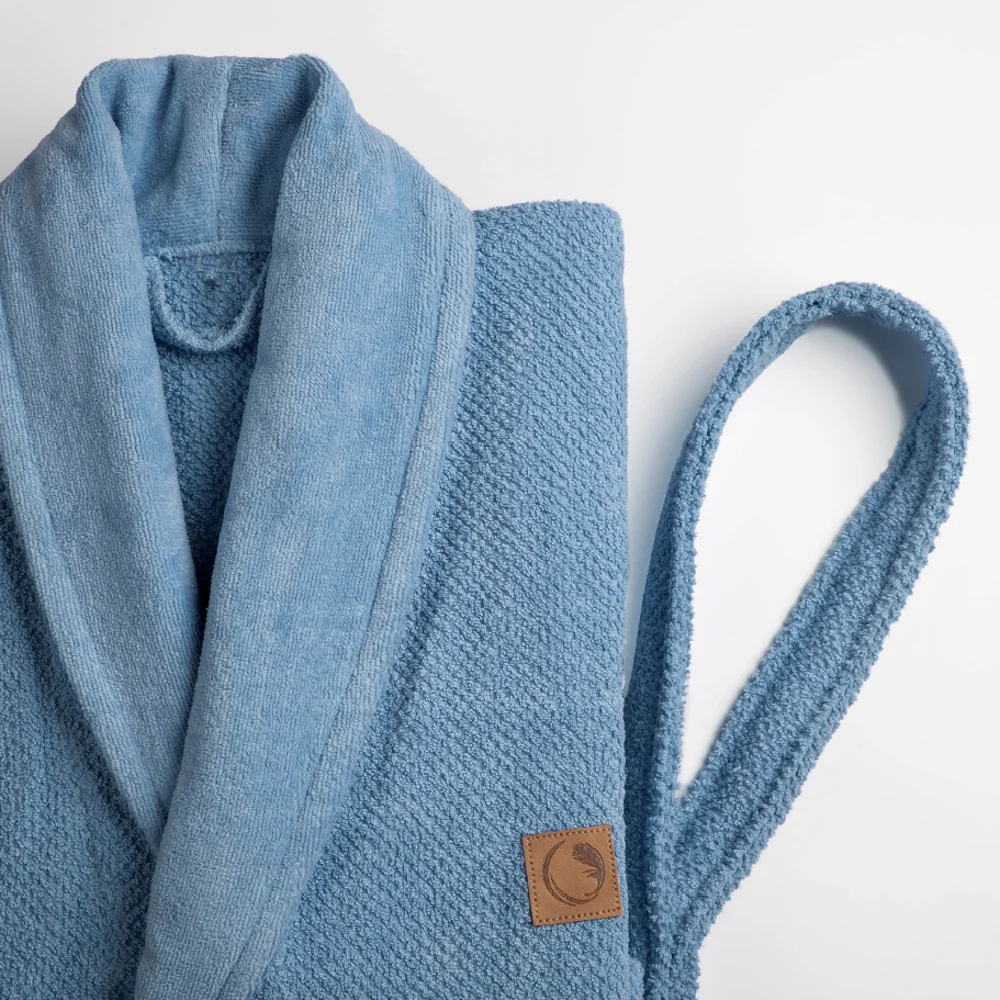 Μπουρνούζι Ενηλίκων Με Γιακά Lava Πετρόλ - L - Πετρόλ - Borea Home Textiles