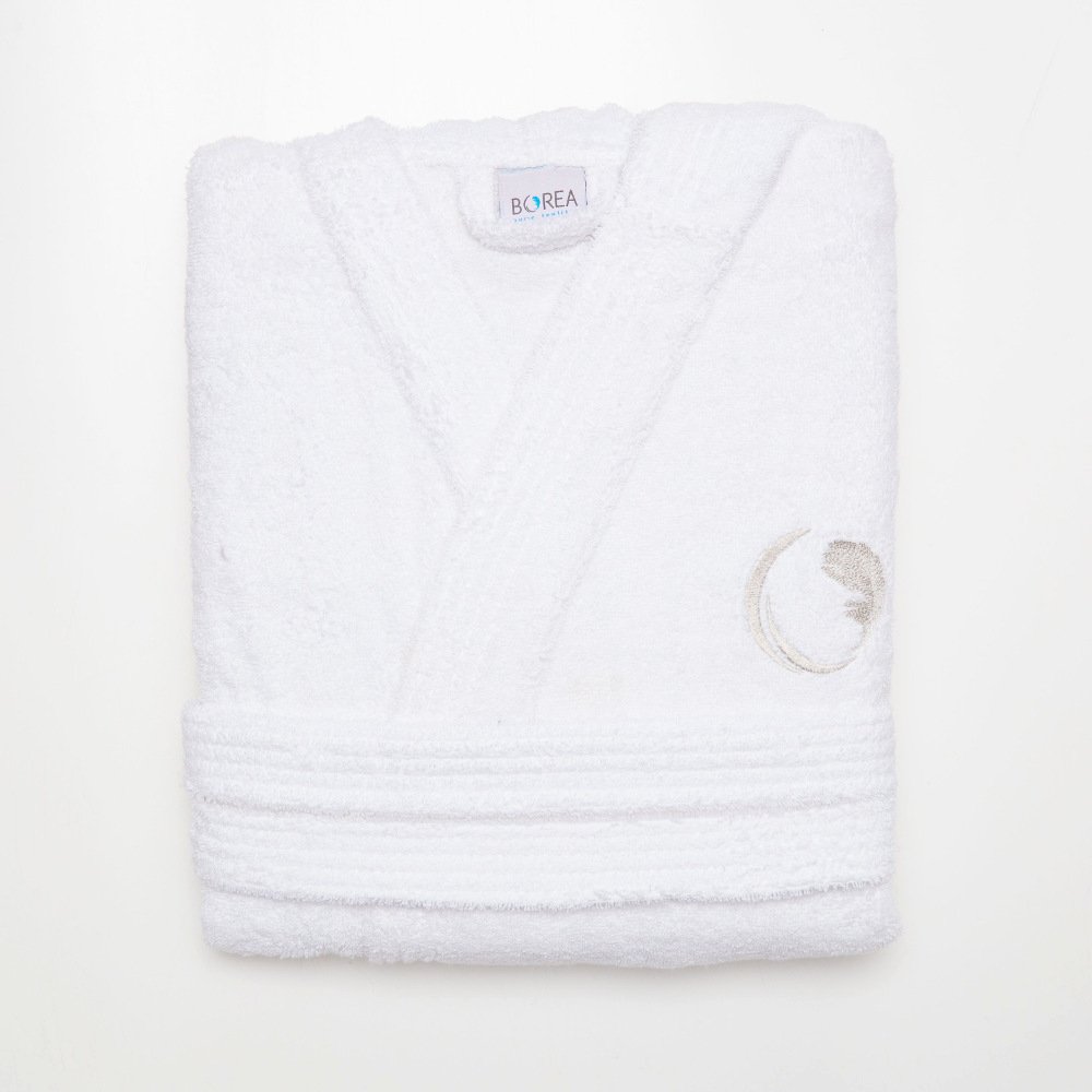 Μπουρνούζι Ενηλίκων Με Κουκούλα Logo Λευκό - S - Λευκό - Borea Home Textiles