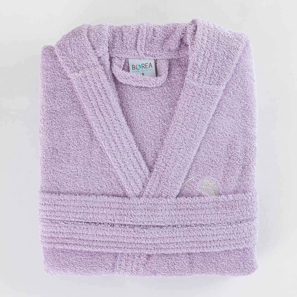 Μπουρνούζι Ενηλίκων Με Κουκούλα Logo Λιλά - S - Λιλά - Borea Home Textiles