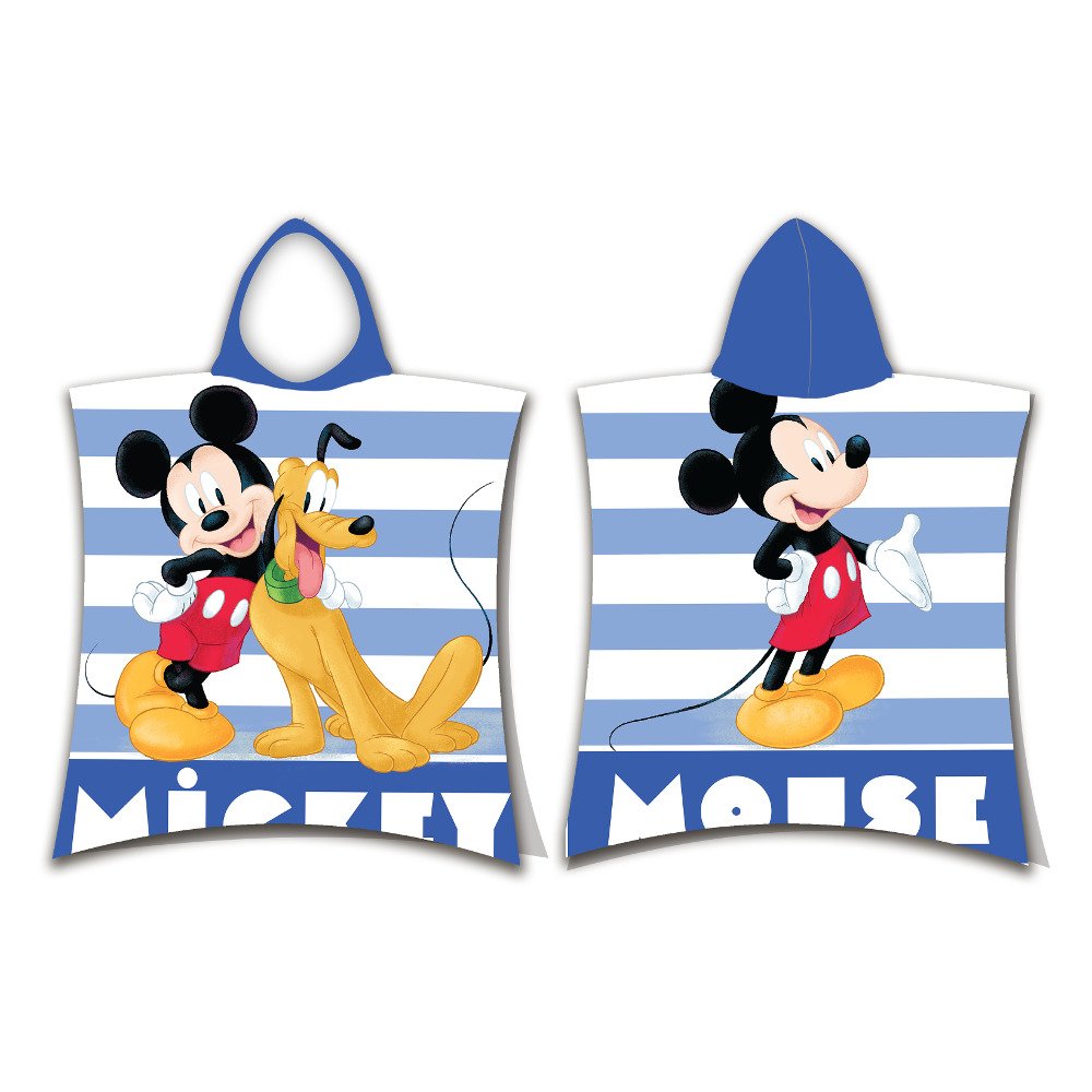Παιδικό Πόντσο Βαμβακερό Βελούδινο Mickey 320gsm - 50 x 115 cm - Μπλε - Borea Home Textiles