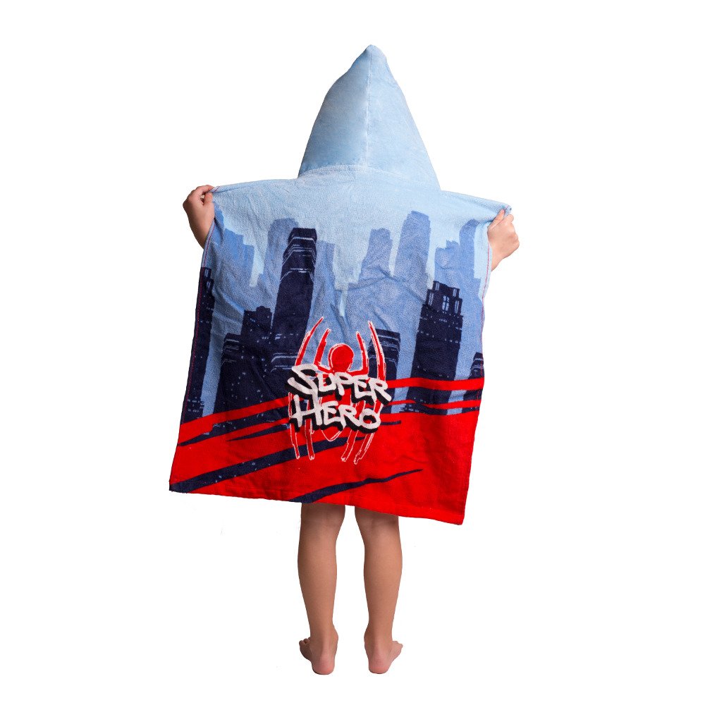 Παιδικό Πόντσο Βαμβακερό Βελούδινο Spiderman 320gsm - 50 x 115 cm - Μπλε - Borea Home Textiles - Image 3