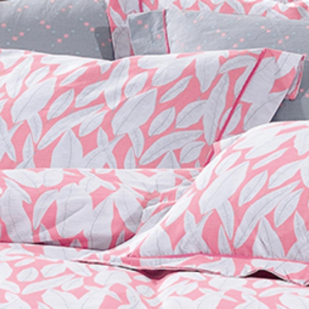 Alternative view of Παπλωματοθήκη Εμπριμέ Σετ Elegant Leaves Υπέρδιπλη - 220 x 240 cm + (2) 50 x 70 cm - Κοράλ-Γκρι - Borea Home Textiles