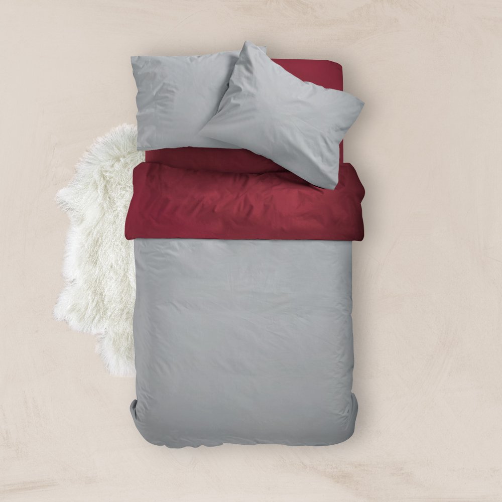 Παπλωματοθήκη Μονόχρωμη Solid Υπέρδιπλη - 220 x 240 cm - Μπορντώ-Ποντικί - Borea Home Textiles - Image 13