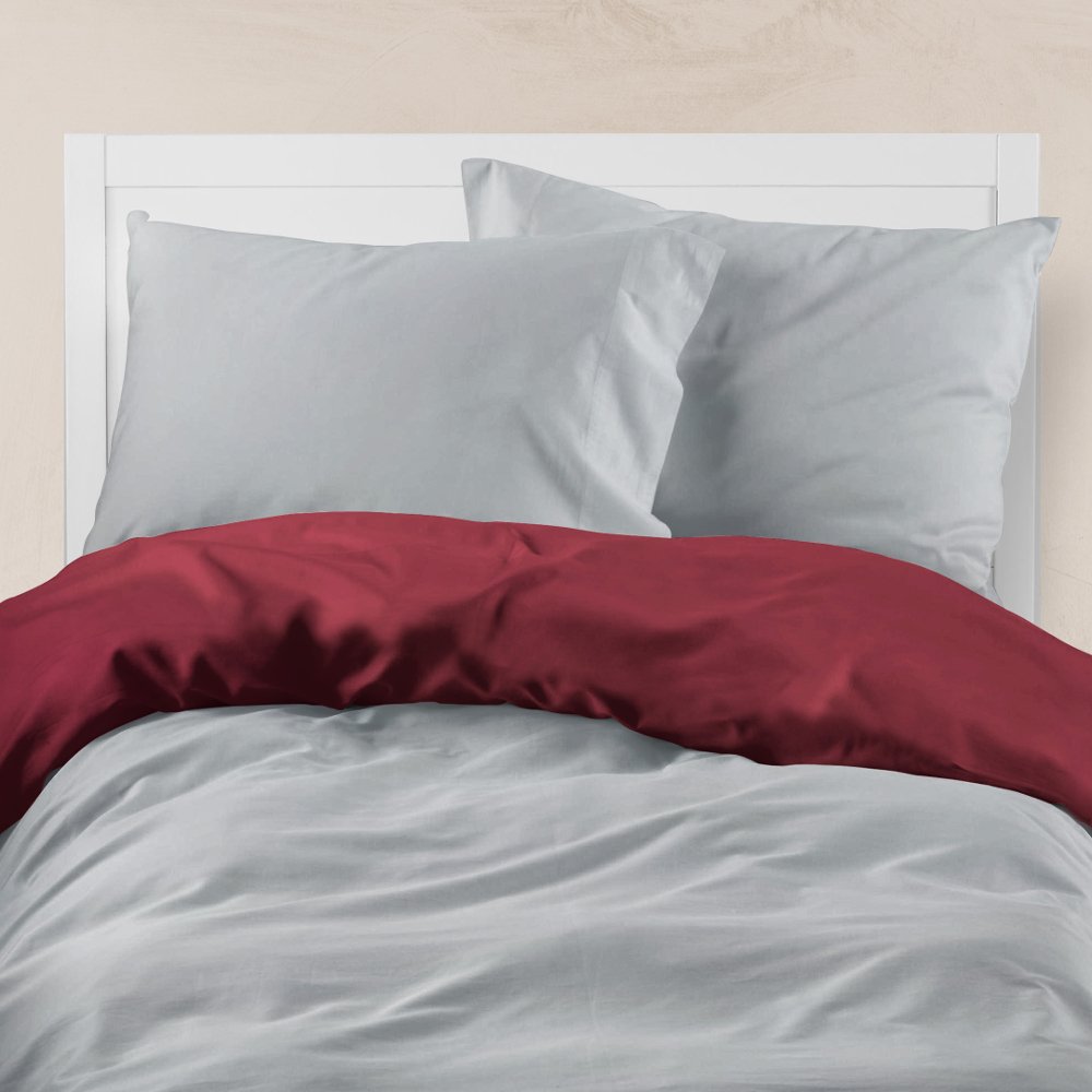 Παπλωματοθήκη Μονόχρωμη Solid Υπέρδιπλη - 220 x 240 cm - Μπορντώ-Ποντικί - Borea Home Textiles - Image 14