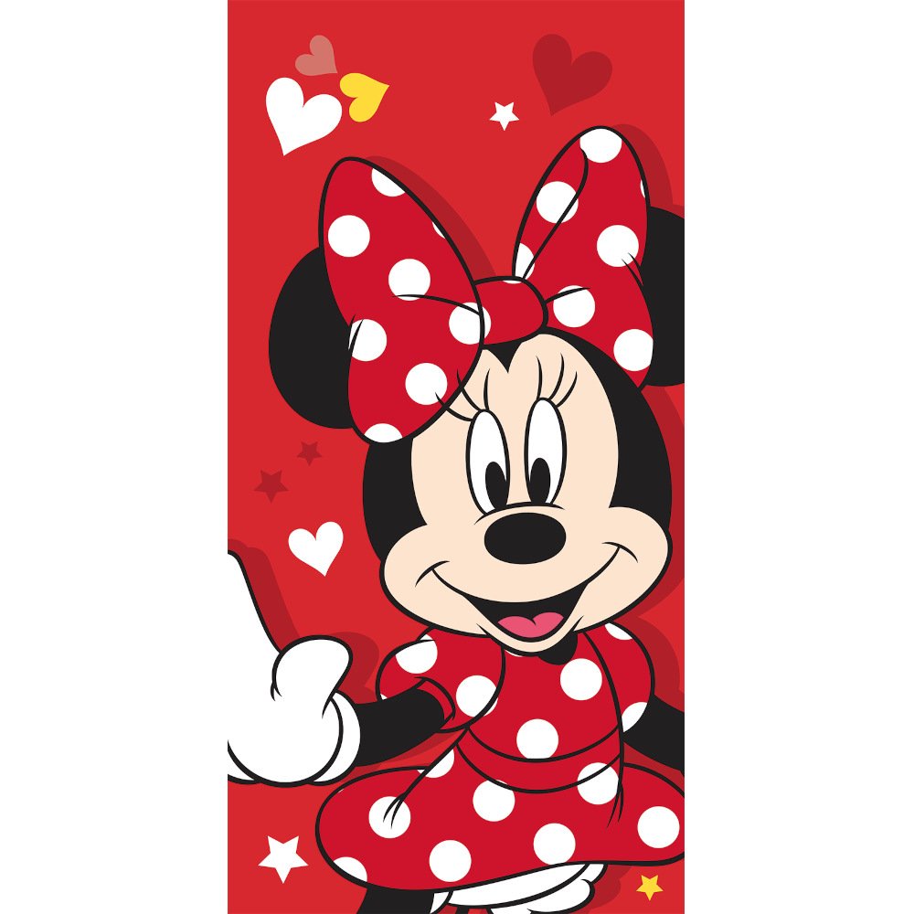 Πετσέτα Θαλάσσης Βαμβακερή Βελούδινη Hello Minnie 320gsm - 70 x 140 cm - Κόκκινο - Borea Home Textiles