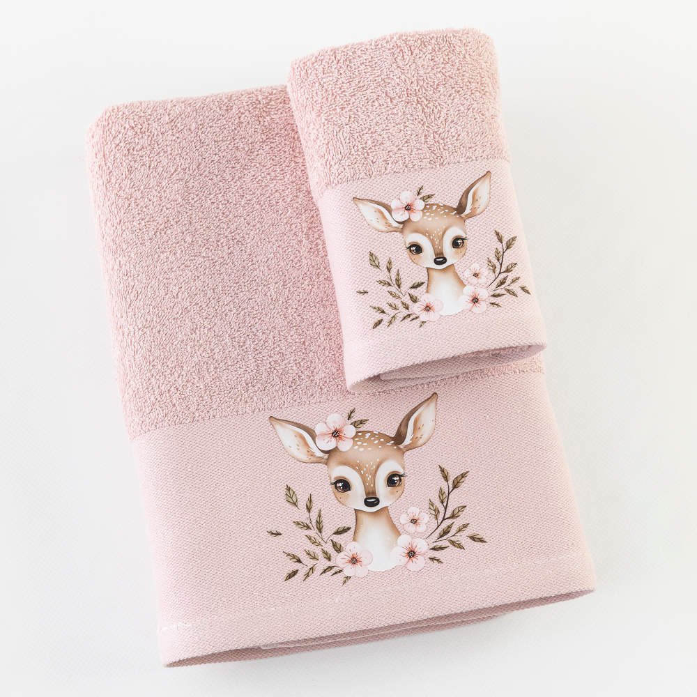 Πετσέτες Σετ 2ΤΜΧ Bambi - 70 x 120 / 30 x 50 cm - Πούδρα - Borea Home Textiles