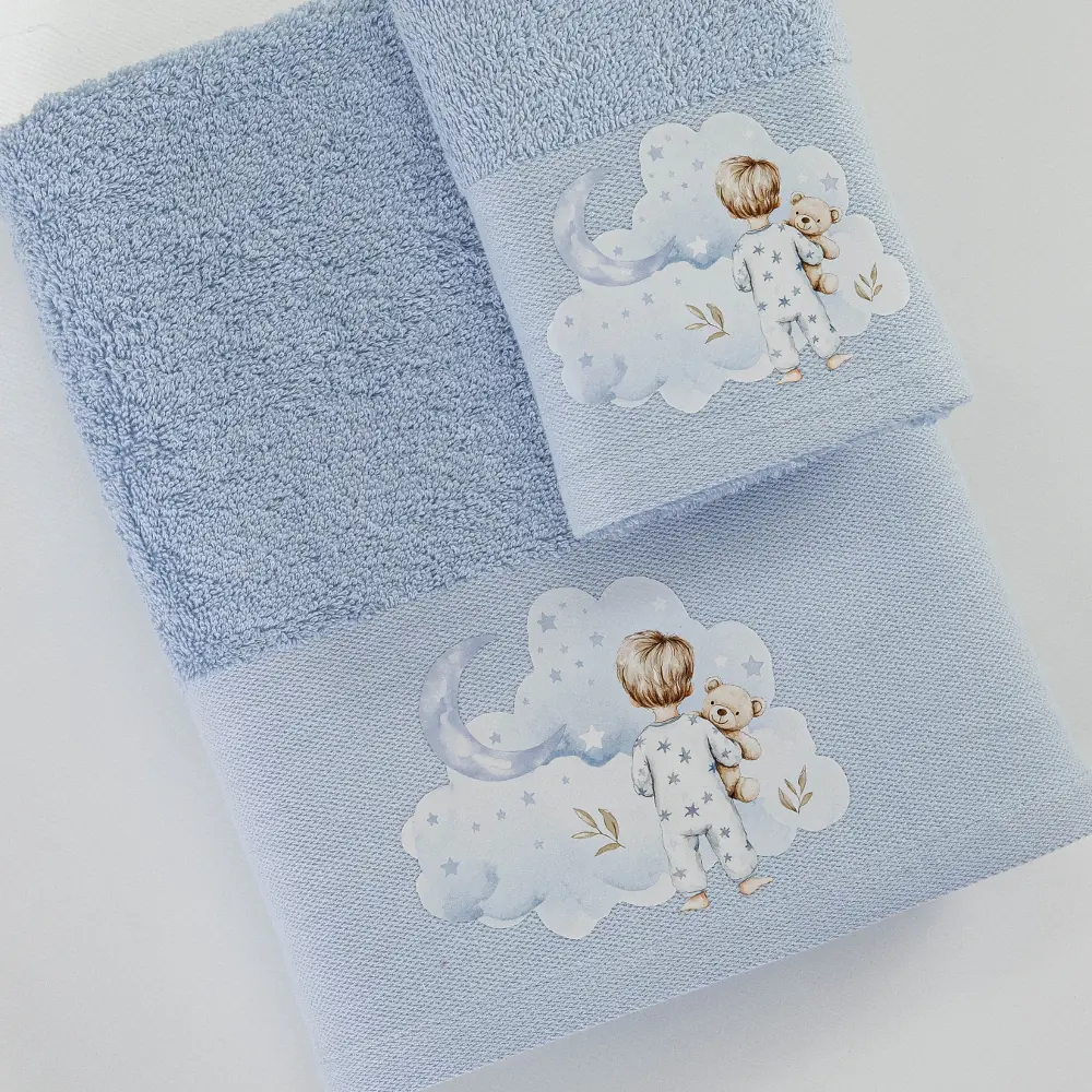 Πετσέτες Σετ 2ΤΜΧ Goodnight Σιέλ - 70 x 120 / 30 x 50 cm - Σιέλ - Borea Home Textiles