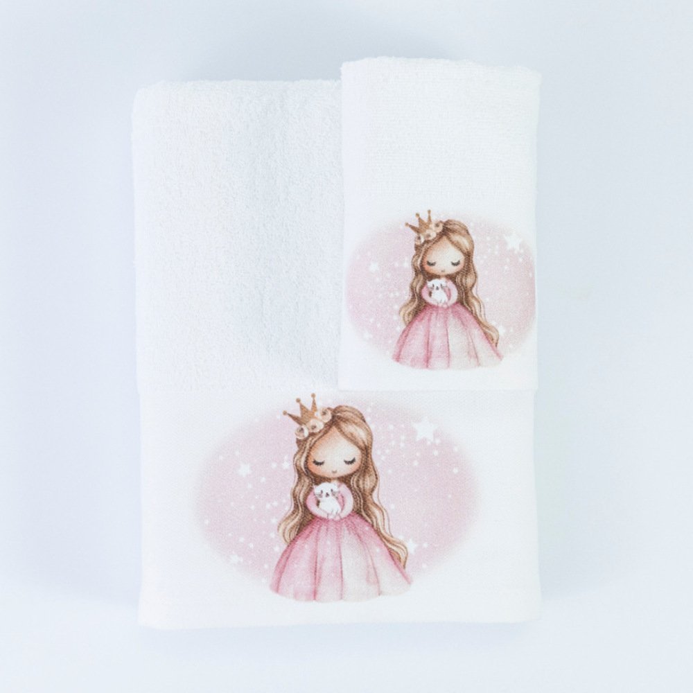 Πετσέτες Σετ 2ΤΜΧ Little Queen Λευκό - 70 x 120 / 30 x 50 cm - Λευκό - Borea Home Textiles - Image 3
