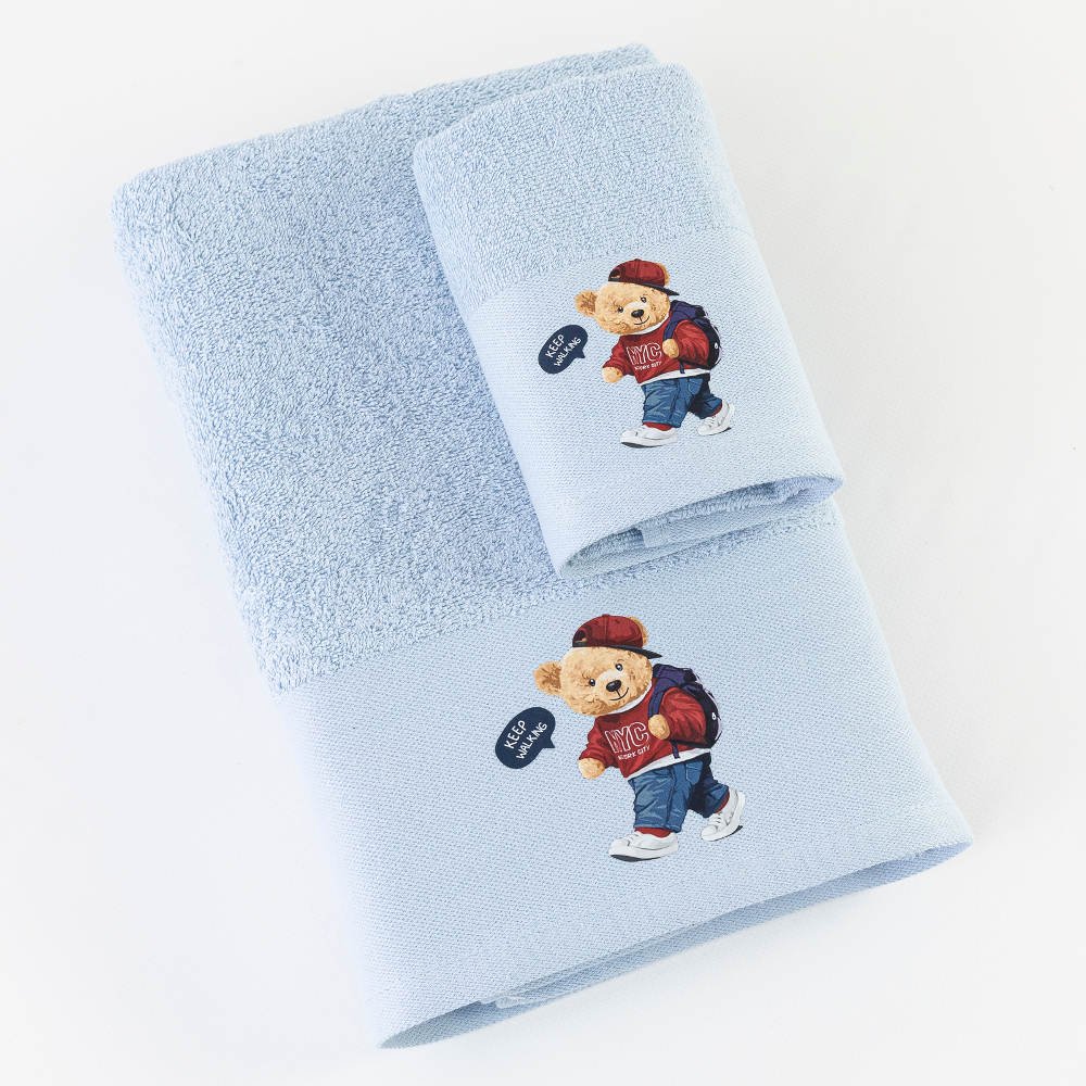 Πετσέτες Σετ 2ΤΜΧ New York - 70 x 120 / 30 x 50 cm - Σιέλ - Borea Home Textiles