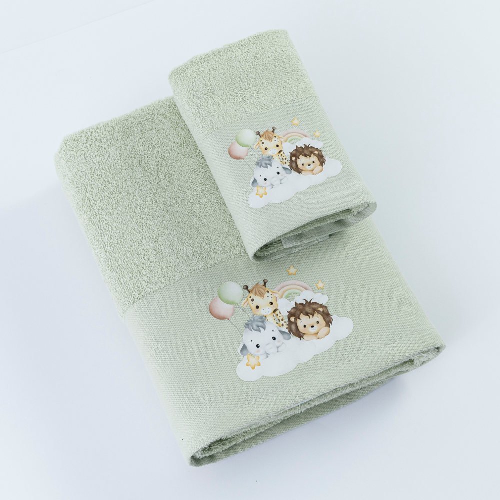 Πετσέτες Σετ 2ΤΜΧ Zoo - 70 x 120 / 30 x 50 cm - Φυστικί - Borea Home Textiles