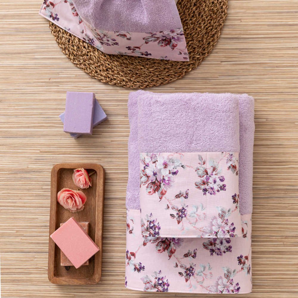 Πετσέτες Σετ 3ΤΜΧ Αγριολούλουδο - 70 x 140 / 50 x 90 / 30 x 50 cm - Λιλά - Borea Home Textiles