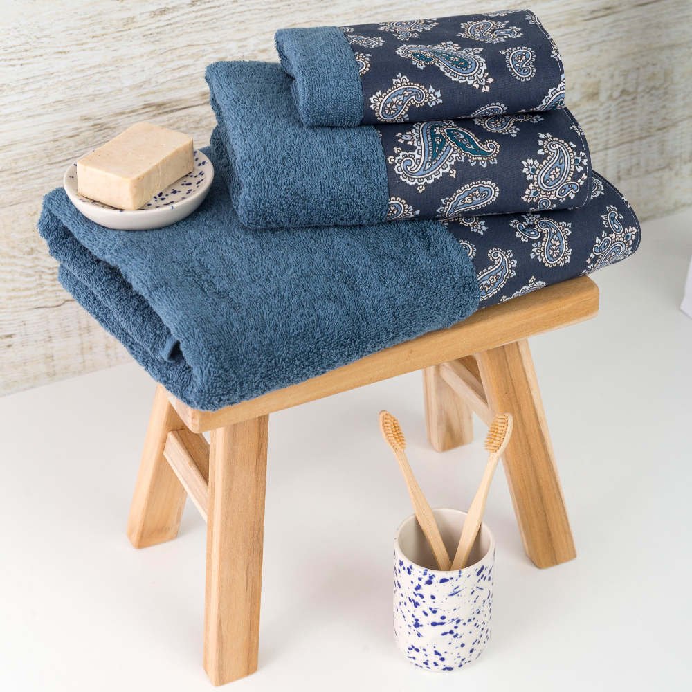 Alternative view of Πετσέτες Σετ 3ΤΜΧ Azzura - 70 x 140 / 50 x 90 / 30 x 50 cm - Πετρόλ - Borea Home Textiles