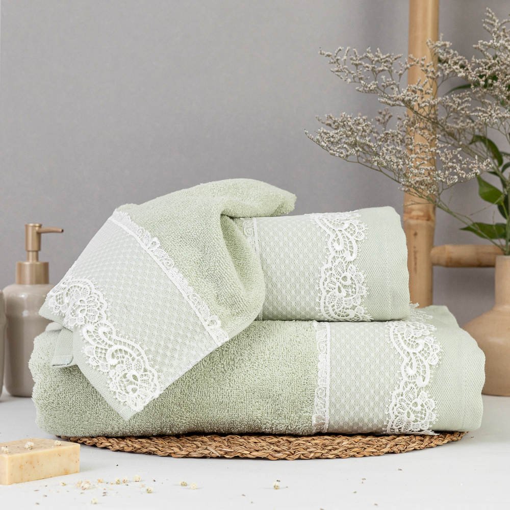 Alternative view of Πετσέτες Σετ 3ΤΜΧ Bonjour - 70 x 140 / 50 x 90 / 30 x 50 cm - Εκρού - Borea Home Textiles