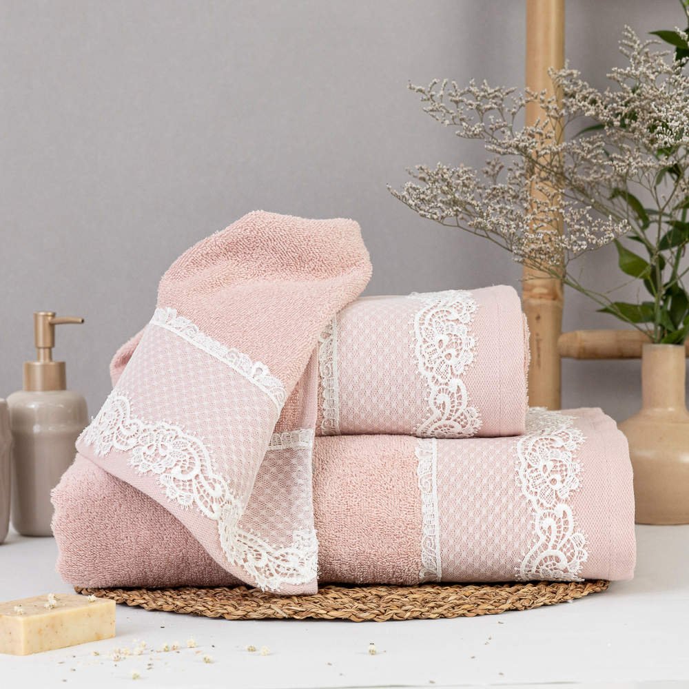 Πετσέτες Σετ 3ΤΜΧ Bonjour - 70 x 140 / 50 x 90 / 30 x 50 cm - Εκρού - Borea Home Textiles