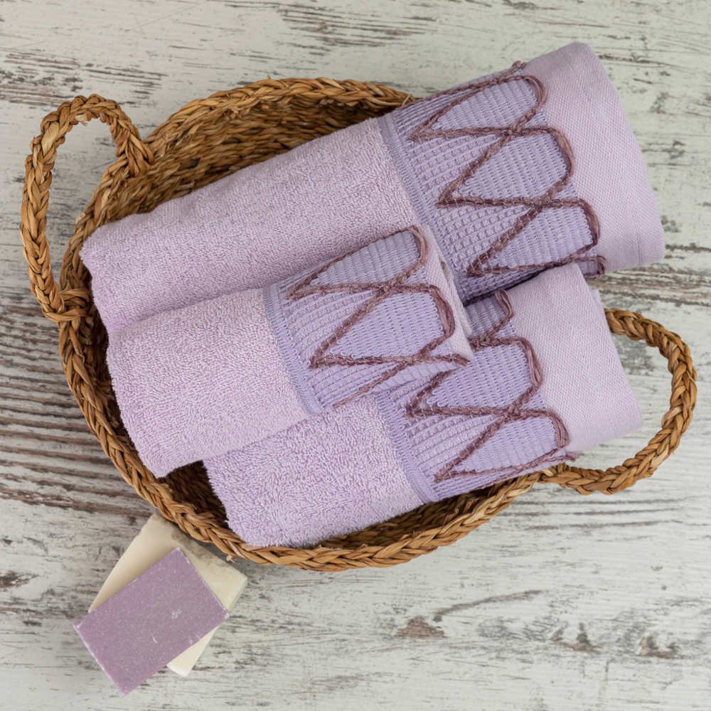 Alternative view of Πετσέτες Σετ 3ΤΜΧ Drops - 70 x 140 / 50 x 90 / 30 x 50 cm - Λιλά - Borea Home Textiles