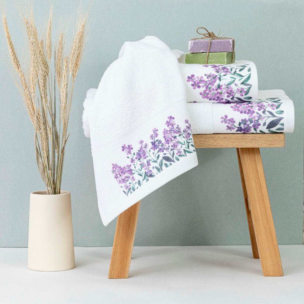 Alternative view of Πετσέτες Σετ 3ΤΜΧ Forget me Not - 70 x 140 / 50 x 90 / 30 x 50 cm - Εκρού - Borea Home Textiles