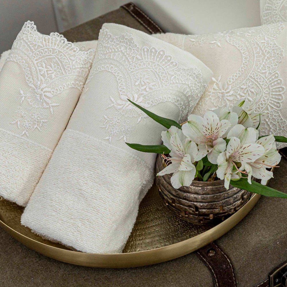 Πετσέτες Σετ 3ΤΜΧ Νεφέλη - 70 x 140 / 50 x 90 / 30 x 50 cm - Εκρού - Borea Home Textiles