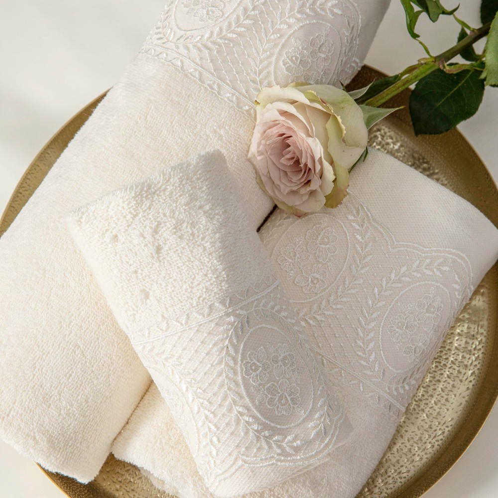 Alternative view of Πετσέτες Σετ 2ΤΜΧ Ρόδον - 50 x 90 / 30 x 50 cm - Εκρού - Borea Home Textiles