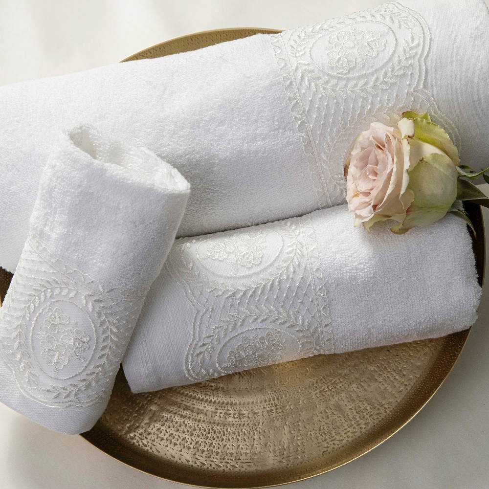 Πετσέτες Σετ 2ΤΜΧ Ρόδον - 50 x 90 / 30 x 50 cm - Εκρού - Borea Home Textiles