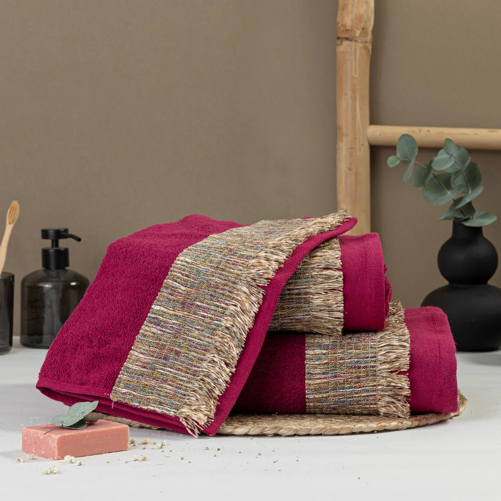 Πετσέτες Σετ 3ΤΜΧ Siesta - 70 x 140 / 50 x 90 / 30 x 50 cm - Μπορντώ - Borea Home Textiles