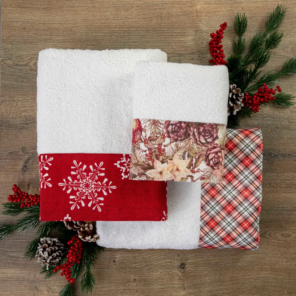Alternative view of Πετσέτες Χριστουγεννιάτικες Σετ 2ΤΜΧ Robin - 50 x 90 / 30 x 50 cm - Λευκό - Borea Home Textiles