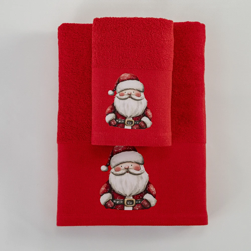 Πετσέτες Χριστουγεννιάτικες Σετ 2ΤΜΧ Hohoho Κόκκινο - 50 x 90 / 30 x 50 cm - Κόκκινο - Borea Home Textiles